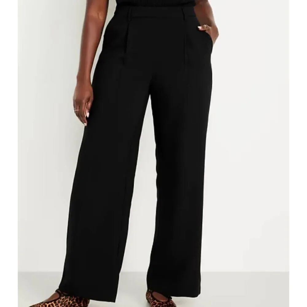 Old Navy Pants Women's 20 Black Taylor Wide Leg Trouser Extra High Waisted Pleat